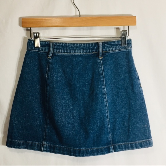 Kendall & Kylie Women’s Size 24 Lace Up Front Blue Denim Jean Mini A-Line Skirt - Picture 4 of 5